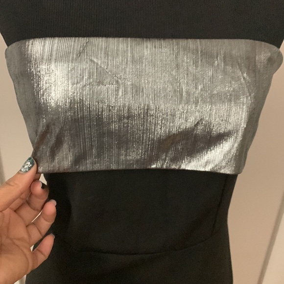 Black Strapless Gown with Silver Bust Detail - Picture 6 of 6